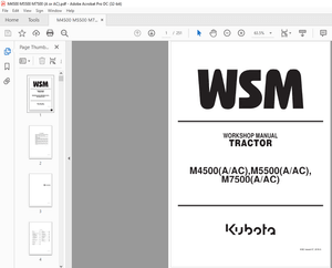 Kubota Tractor M4500(A-AC) M5500(A-AC) M7500(A-AC) Workshop Manual – PDF DOWNLOAD
