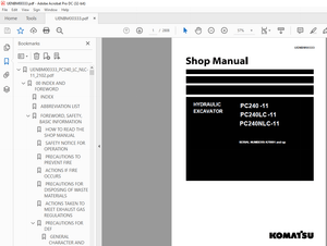 Komatsu HYDRAULIC EXCAVATOR PC240 -11 PC240LC -11 PC240NLC-11 SERVICE REPAIR WORKSHOP MANUAL