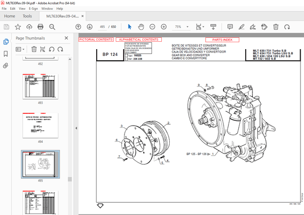 Manitou Forklift MLT630 T SERIES B-E2 MLT634-120 LSU SERIES B-E2 Parts Manual – PDF DOWNLOAD