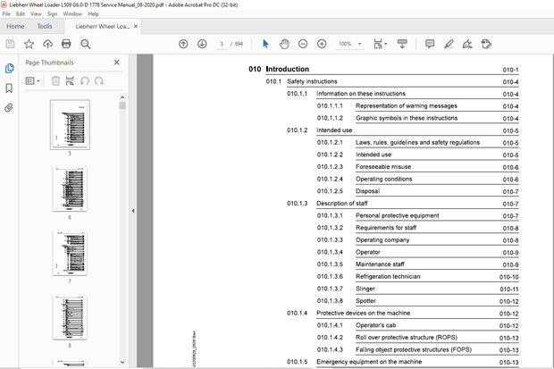 Liebherr Wheel loaders L 509-1778 Service manual – PDF DOWNLOAD