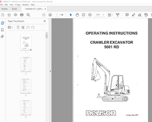Wacker Neuson 5001 RD Crawler Excavator Operating Manual - PDF DOWNLOAD 
