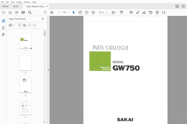 Sakai Asphalt Vibrating Roller GW750 Parts Manual – PDF DOWNLOAD