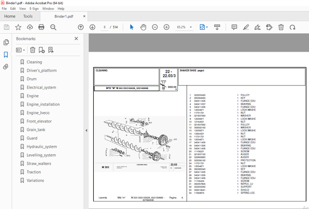 Laverda M303 Agricultural Tractor Parts Manual 552100028-552100999 – PDF DOWNLOAD