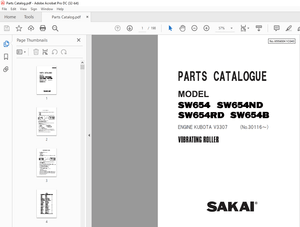 Sakai Vibrating Roller SW654 SW654ND SW654RD SW654B Parts Manual PDF