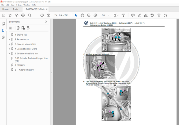 Volkswagen Golf 2017 Golf Sportsvan 2018 Golf Variant 2017 e-Golf 2017 Maintenance Manual - PDF 