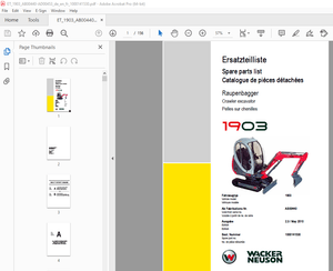 Wacker Neuson 1903 Crawler Excavator Parts Manual 1000141530 - PDF DOWNLOAD 
