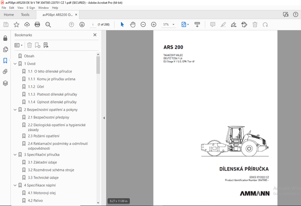 AMMANN ARS 200 TAHAČOVÝ VÁLEC DÍLENSKÁ PŘÍRUČKA 3047085 PDF