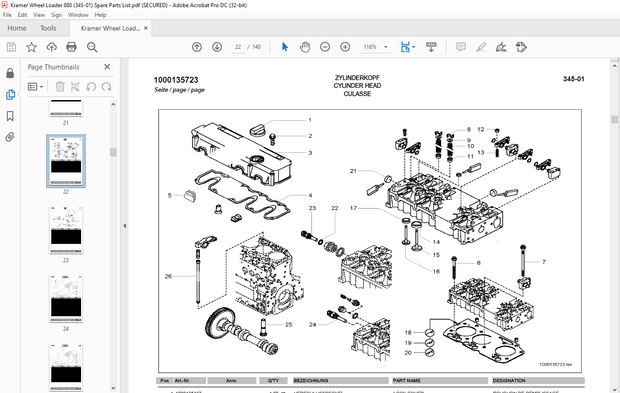 KRAMER Allrad Wheel loader 880 Spare Parts List Manual SN345010001 – PDF DOWNLOAD