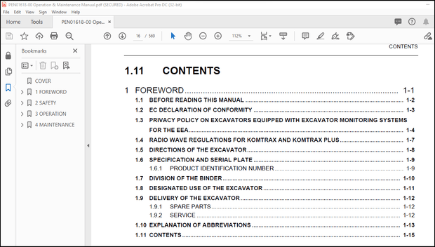 Komatsu PC3400-11M0 Hydraulic Excavator Operation &amp; Maintenance Manual PEN01618-00 – PDF DOWNLOAD
