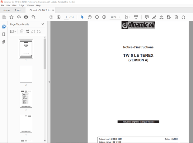 Dinamic Oil TW 6 LE TEREX Notice d’instructions – PDF DOWNLOAD
