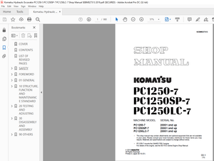 Komatsu PC1250-7 PC1250SP-7 PC1250LC-7 Hydraulic Excavator Shop Manual SEBM027313 – PDF DOWNLOAD