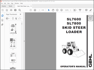 Gehl SL7600 SL7800 Skid Steer Loader Operator’s Manual 908274 – PDF DOWNLOAD