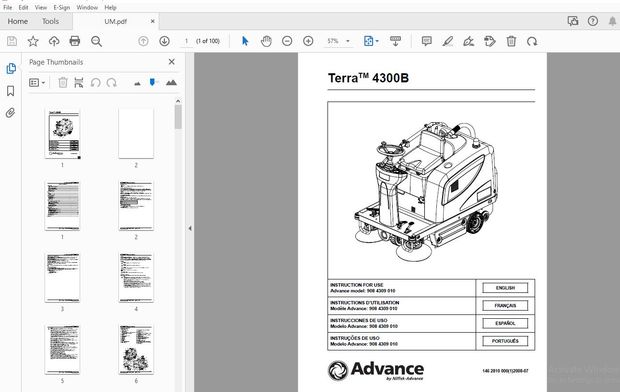 Advance Terra 4300B Instruction For Use Manual 1462810000 - PDF DOWNLOAD