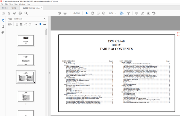 Thomas Built Buses CL960 1997 Electrical Wiring Manual – PDF DOWNLOAD