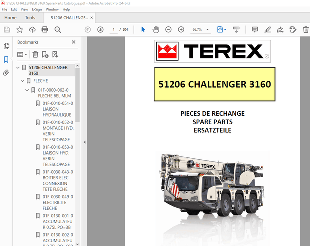 Terex DARUKHOZ CHALLENGER 3160 Terhelési táblázatok SN 51205 PDF