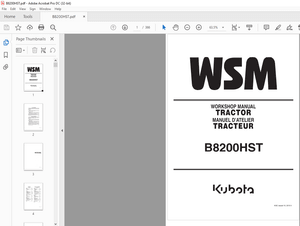 Kubota Tractor B8200HST Workshop Manual – PDF DOWNLOAD