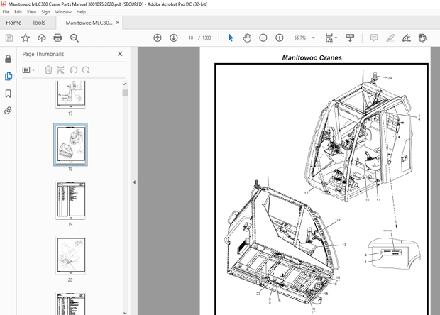 Manitowoc MLC300 Crane Parts Manual SN 3001095 – PDF DOWNLOAD