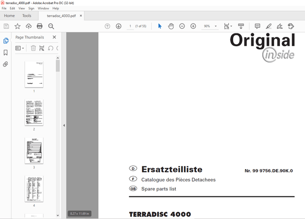 Pottinger Agricultural Tractor TERRADISC 4000 Spare parts list Manual – PDF DOWNLOAD
