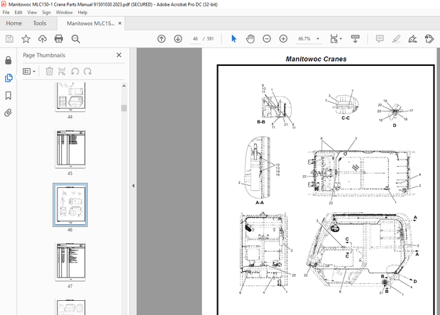 Manitowoc Crane MLC150-1 Parts Manual SN 91501030 – PDF DOWNLOAD