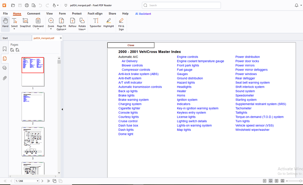 Isuzu 2000-2001 VehiCross Electrical Troubleshooting Wiring Diagram
