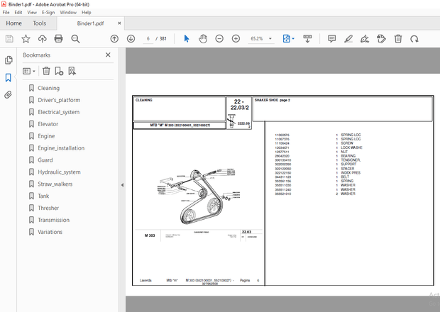 Laverda M303 Agricultural Tractor Parts Manual 552100001-552100027 – PDF DOWNLOAD