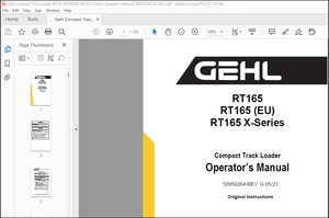 Gehl RT165 RT165 (EU) RT165 X-Series Compact Track Loader Operator’s Manual 50950264 – PDF DOWNLOAD