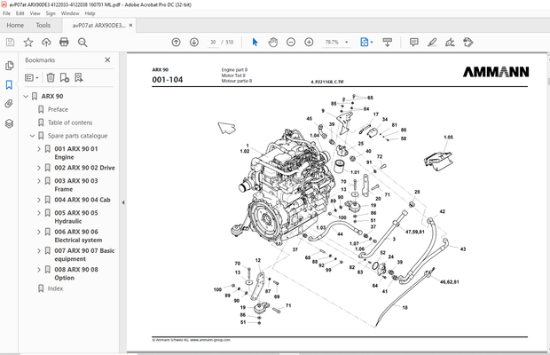 Ammann ARX 90 Tandem Roller Deutz Tier 3 Parts Manual 4122033 - PDF