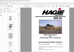 Hagie Hi-Tractor STS 16 Sprayer Operator’s Manual 493395 – PDF DOWNLOAD