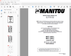 Manitou Forklift MVT 1330 L MVT 1340 L COMFORT LINE Parts Manual – PDF DOWNLOAD