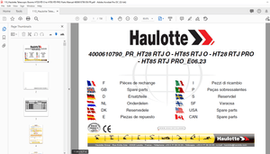Haulotte Forklift PR_HT28 RTJ O HT85 RTJ O HT28 RTJ PRO HT85 RTJ PRO Parts Manual