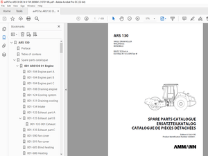 Ammann ARS 130 Single Drum Roller Parts Catalogue Manual 3009841 PDF