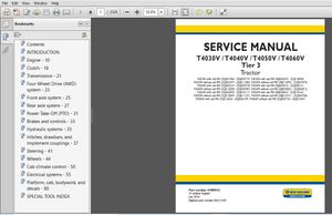 New Holland Tractor T4030V, T4040V, T4050V, T4060V Service Manual