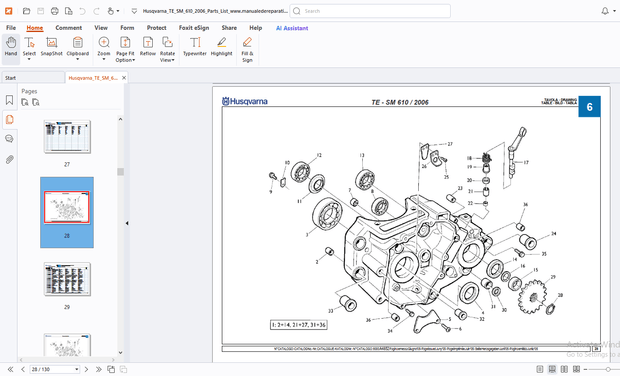 Husqvarna TE-SM 610/2006 Parts Manual - PDF DOWNLOAD
