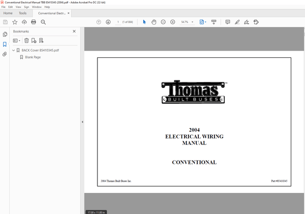 Thomas Built Buses CONVENTIONAL 2004 ELECTRICAL WIRING MANUAL – PDF DOWNLOAD