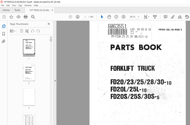 Komatsu FORKLIFT TRUCK FD20/23/25/28/30-10 FD20L/25L-10 FD20S/25S/30S-5 Parts Manual - PDF DOWNLOAD