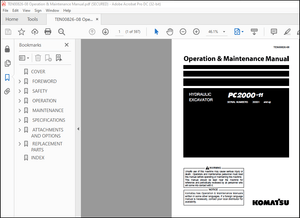 Komatsu PC2000-11 Hydraulic Excavator Operation &amp; Maintenance Manual TEN00826-08 – PDF DOWNLOAD