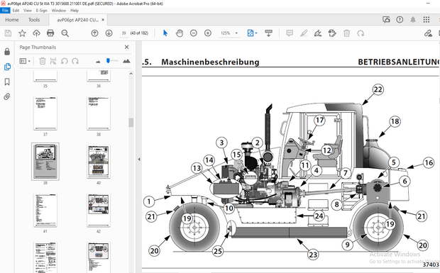 AMMANN AP 240 GUMMIRADWALZE BEDIENUNGSANLEITUNG 3015688 PDF