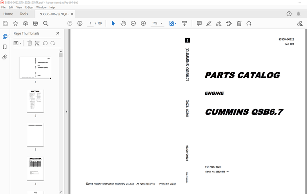 KCM (Cummins QSB6.7) 70Z6, 80Z6 Parts Manual 93308-00622 – PDF DOWNLOAD