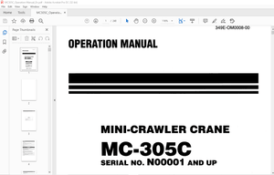 Maeda MC 305C Mini Crawler Crane Operation Manual SN N00001 and up – PDF DOWNLOAD