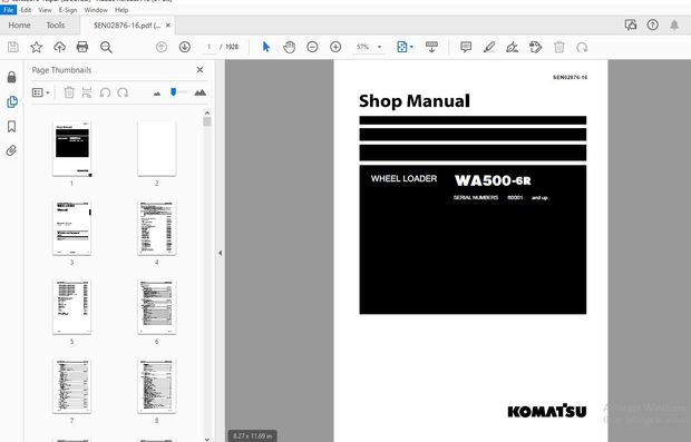 KOMATSU WA500-6R WHEEL LOADER SERVICE REPAIR WORKSHOP MANUAL SEN02876-16 – PDF DOWNLOAD