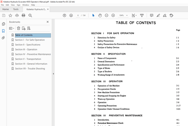 Kobelco K935 Hydraulic Excavator Operator’s Manual – PDF  DOWNLOAD