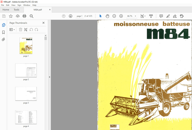 Laverda Moissonneuse-batteuse M84 Manuel des pièces détachées  – PDF DOWNLOAD