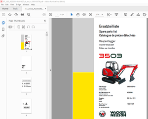 Wacker Neuson 3503 Crawler Excavator Parts Manual 1000181079 - PDF DOWNLOAD 