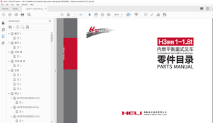 Heli H3 Series 1-1.8t Balanceweight Type Forklift Truck With Engine parts manual