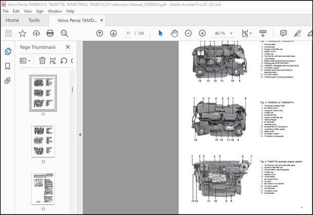 Volvo Penta TAMD63L-P, TAMD71B, TAMD73P-WJ, TAMD74C-L-P Instruction Manual_93868835 – PDF DOWNLOAD