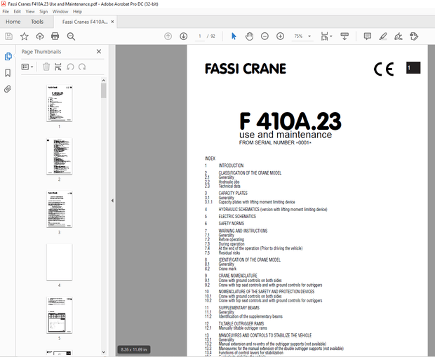 Fassi Crane F410A.23 Use and Maintenance Manual  – PDF DOWNLOAD