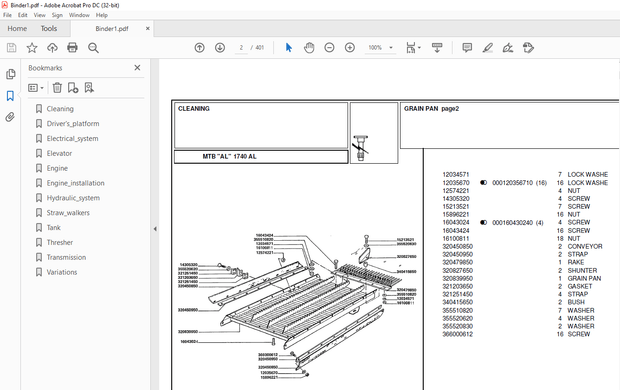 Laverda 1740 AL Agricultural Tractor Parts Manual – PDF DOWNLOAD