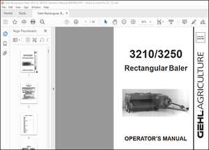 Gehl SB3210, SB3250 Rectangular Baler Operator’s Manual 904780A – PDF DOWNLOAD