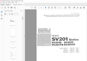 Sakai SV201 Series SV201D SV201T SV201TB SV201TF Operation Manual PDF