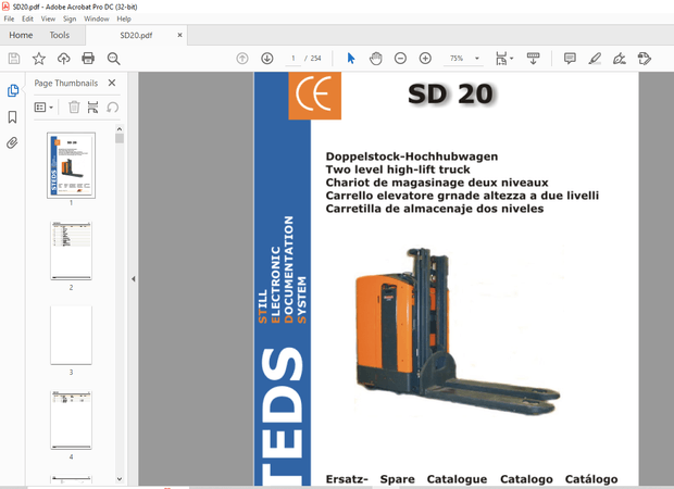 STILL STED Forklift SD 20 Two level high-lift truck Spare Parts List Manual – PDF DOWNLOAD
